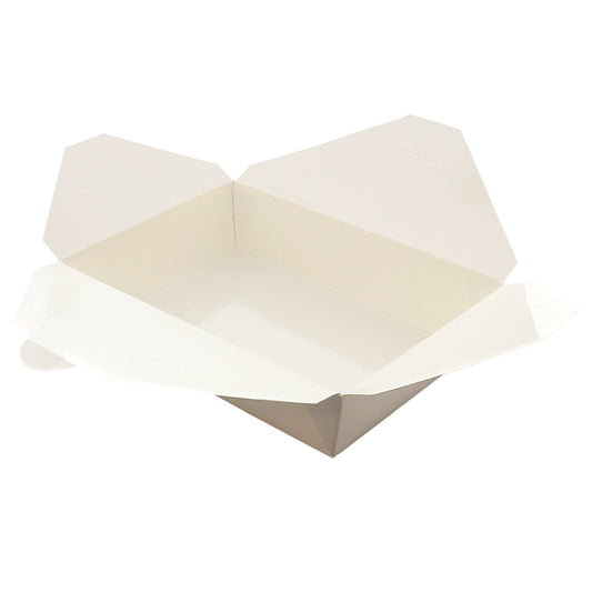 Open 7-3/4" x 5.5" x 1-7/8" #2 White Folded Takeout Box