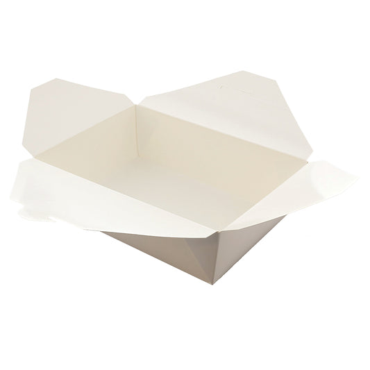 Open 7-3/4" x 5.5" x 2.5" #3 White Folded Takeout Box