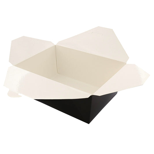 Open 7-3/4" x 5.5" x 3.5" #4 Black Folded Takeout Box