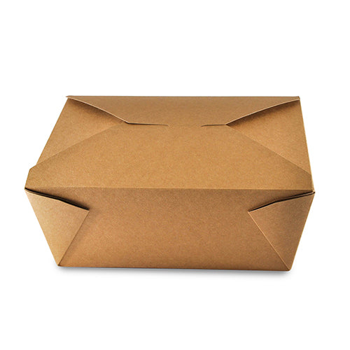 7-3/4" x 5.5" x 3.5" Kraft Folded Takeout Box Front