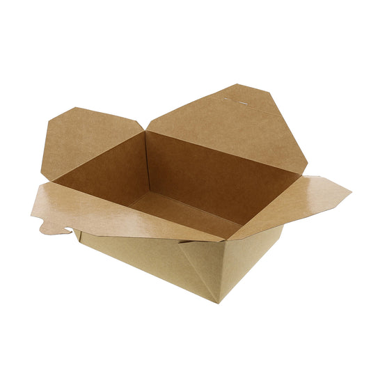 Open 7-3/4" x 5.5" x 3.5" Kraft Folded Takeout Box