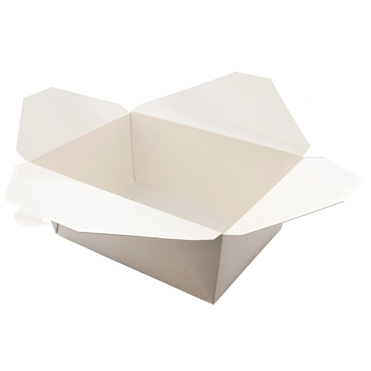 Open 7-3/4" x 5.5" x 3.5" #4 White Folded Takeout Box