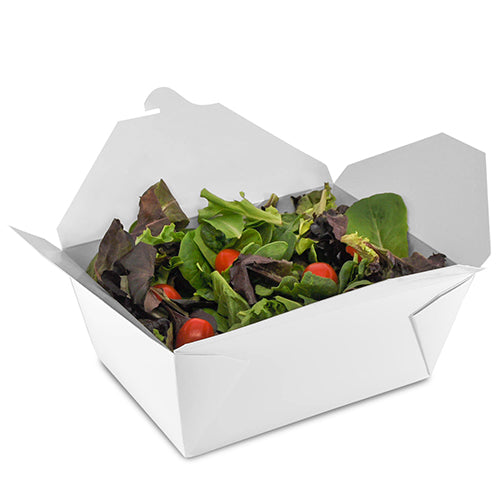 7-3/4" x 5.5" x 3.5" #4 White Folded Takeout Box with Salad