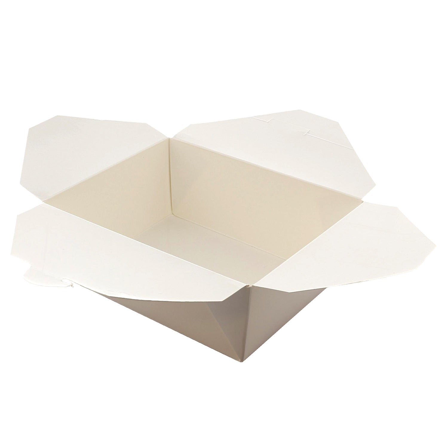 Open 6" x 4-3/4" x 2.5" #8 White Folded Takeout Box