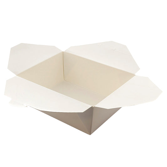Open 6" x 4-3/4" x 2.5" #8 White Folded Takeout Box