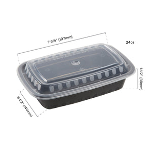 24oz Rectangular Black Container Dimensions