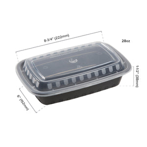 28oz Rectangular Black Container Dimensions