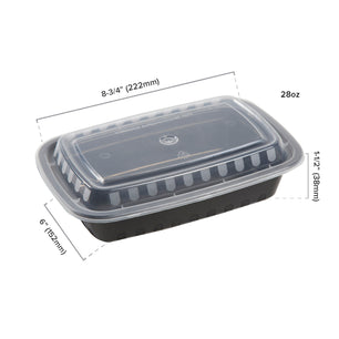 28oz Rectangular Black Container Dimensions