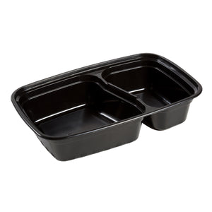 2 Compartment Black 32oz Rectangular Container