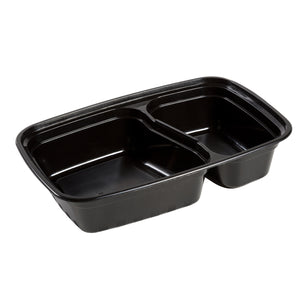 2 Compartment Black 32oz Rectangular Container