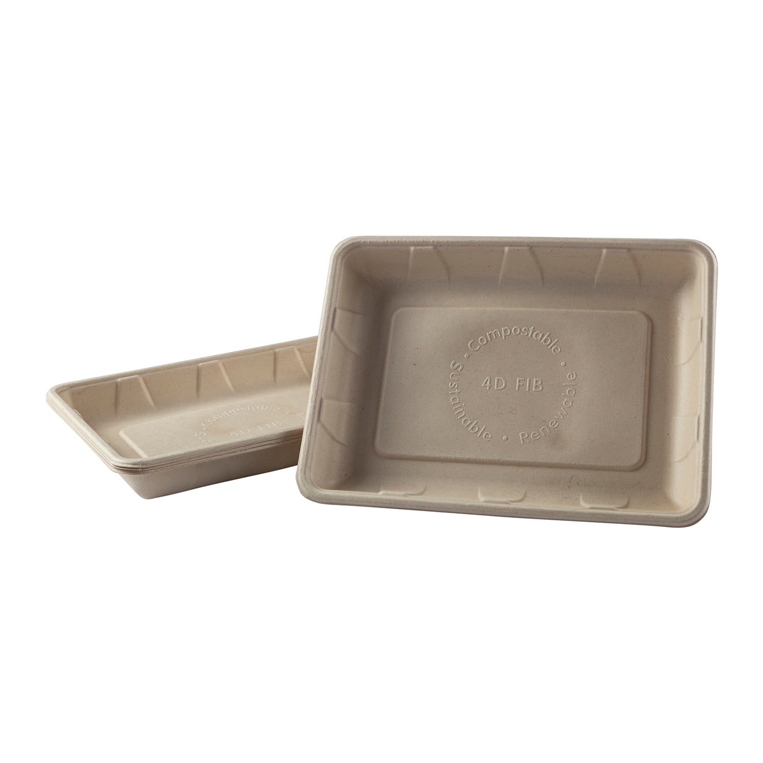 No PFAS added 9.4" x 6.9" x 1.2" Molded Fiber Mini Trays, Case of 250