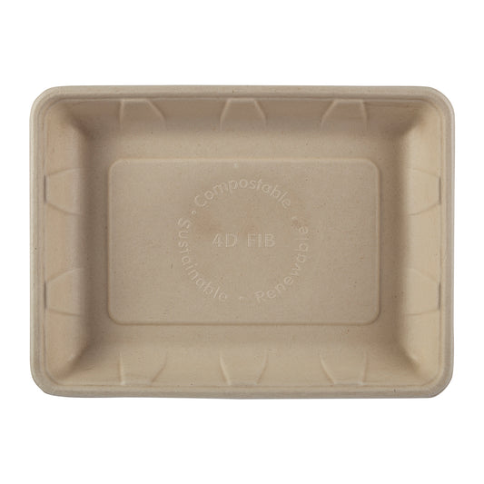 No PFAS added 9.4" x 6.9" x 1.2" Molded Fiber Mini Trays, Case of 250