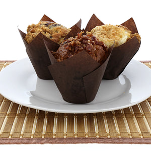 Large Brown Tulip Style Baking Cups with Muffins