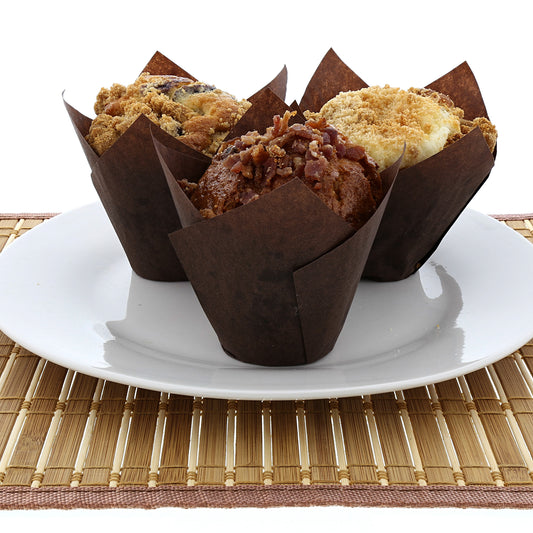 Large Brown Tulip Style Baking Cups with Muffins