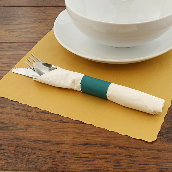 Hunter Green Paper Napkin Band with Napkin and Silverware