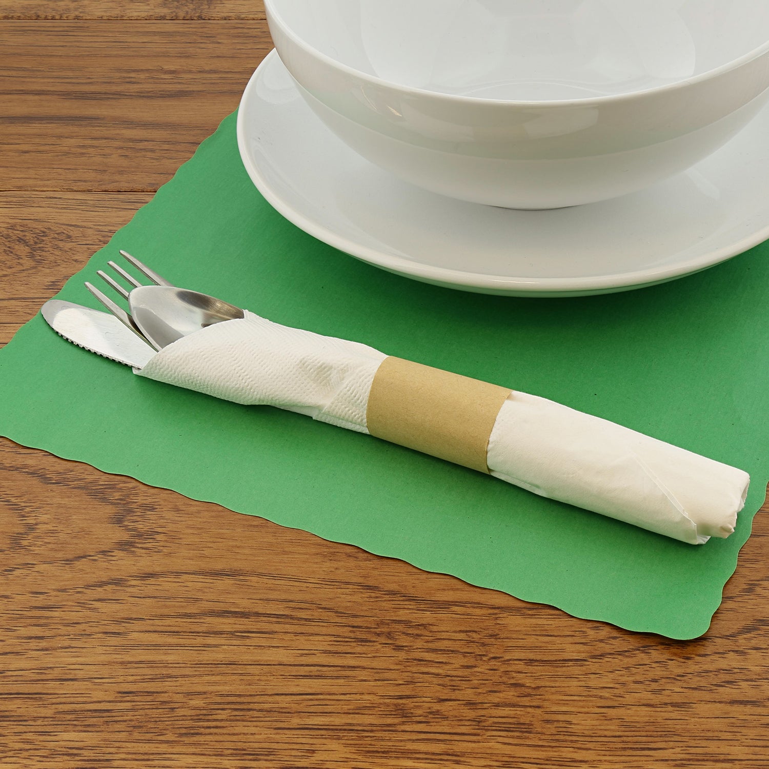 Green Placemat 9.25" x 13.25" with Place Setting