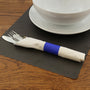 Blue Paper Napkin Band with Napkin and Silverware