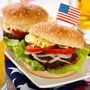 American Flag Pick Inserted in Burger