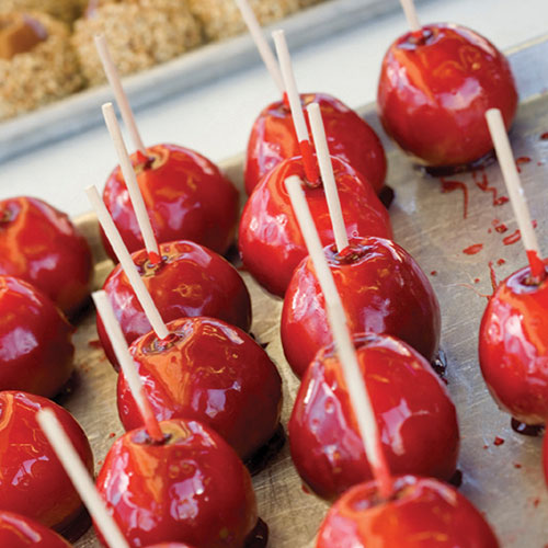 5.5" x 1/4" Thick Wood Skewers Inserted in Candy Apples