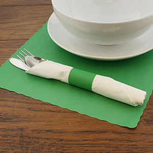 Green Paper Napkin Band with Napkin and Silverware
