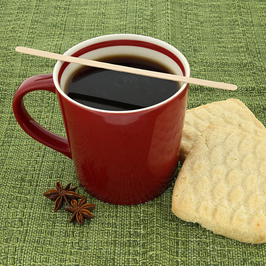 7" Wood Stir Sticks with Coffee and Cookies