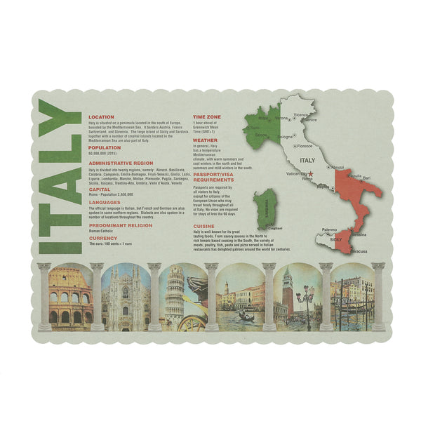 Facts about Italy/Map of Italy Placemat