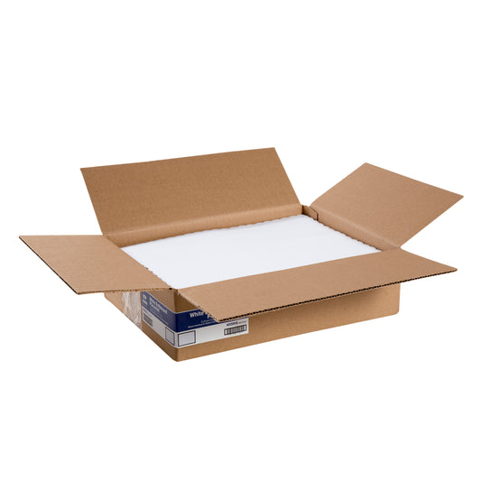 open case of 9.5" x 13.5" Stirling White Scalloped Placemats