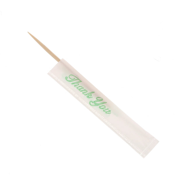 Mint Individual Paper Wrapped Toothpicks Close-up