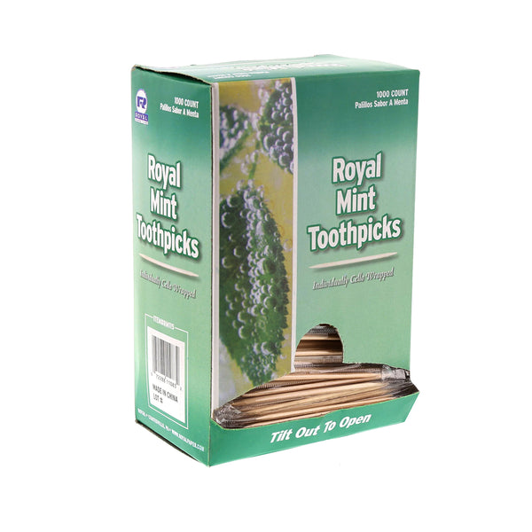 Mint Individual Cello Wrapped Toothpicks, Package of 1000 with Built-in Dispenser