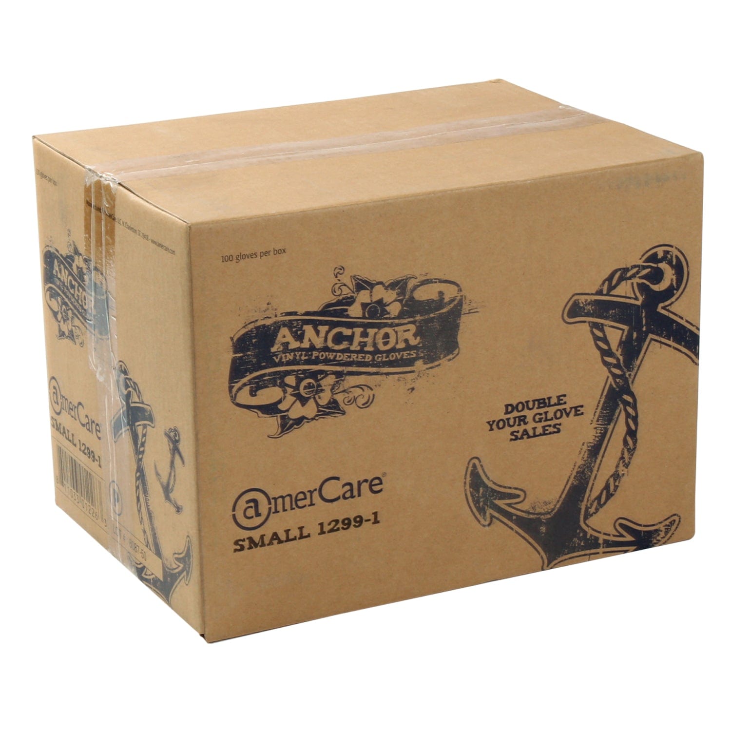 AmerCareRoyal Back of the House/Gloves/Vinyl Gloves Lightly-Powdered Vinyl Anchor Gloves (S-XL), Case of 1,000