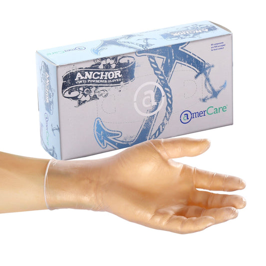 AmerCareRoyal Back of the House/Gloves/Vinyl Gloves Small Lightly-Powdered Vinyl Anchor Gloves (S-XL), Case of 1,000