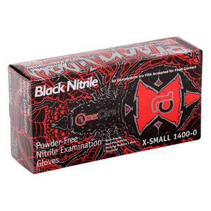 AmerCareRoyal Back of the House/Gloves/Nitrile Gloves Exam Grade Powder-Free Nitrile Black Widow Gloves (XS-XXL), Case of 1,000 (XXL: 900)