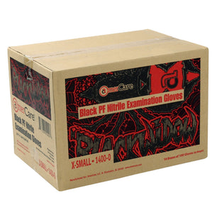 AmerCareRoyal Back of the House/Gloves/Nitrile Gloves Exam Grade Powder-Free Nitrile Black Widow Gloves (XS-XXL), Case of 1,000 (XXL: 900)