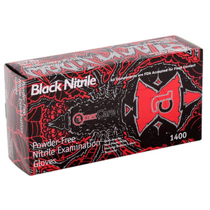 AmerCareRoyal Back of the House/Gloves/Nitrile Gloves Exam Grade Powder-Free Nitrile Black Widow Gloves (XS-XXL), Case of 1,000 (XXL: 900)