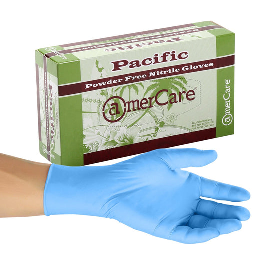 AmerCareRoyal Back of the House/Gloves/Nitrile Gloves Small Powder-Free Nitrile Pacific Blue Soft Gloves (S-XXL), Case of 1,000 (XXL: 900)