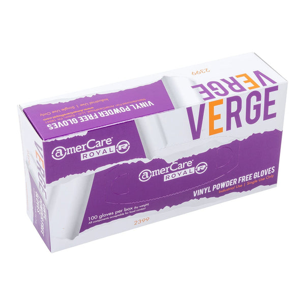 AmerCareRoyal Back of the House/Gloves/Latex Gloves Powder-Free Vinyl Verge Gloves (S-XL), Case of 1,000