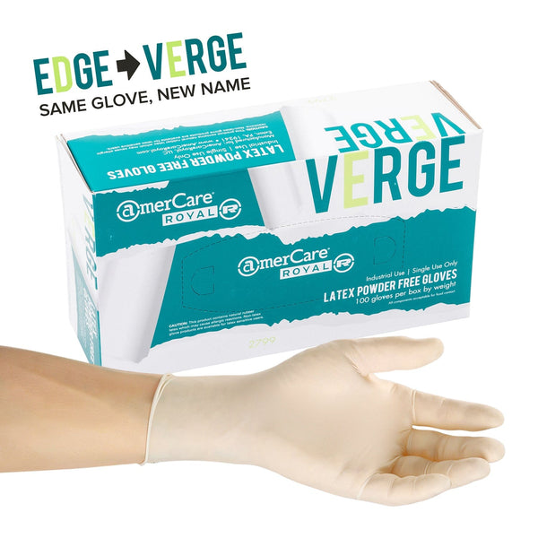 AmerCareRoyal Back of the House/Gloves/Latex Gloves Small Powder-Free Latex Verge Gloves (S-XL), Case of 1,000