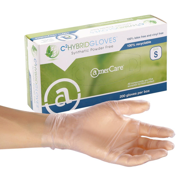 AmerCareRoyal Back of the House/Gloves/Poly Gloves X-Small Powder-Free Hybrid C2 Gen 2.0 Gloves (XS-XXL), Case of 1,000 (XXL: 900)