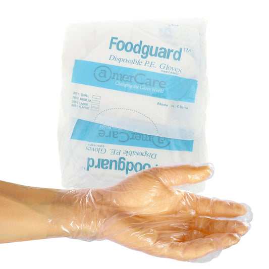 AmerCareRoyal Back of the House/Gloves/Poly Gloves Small Powder-Free Poly Foodguard Embossed HDPE Gloves (S-XL), Case of 10,000