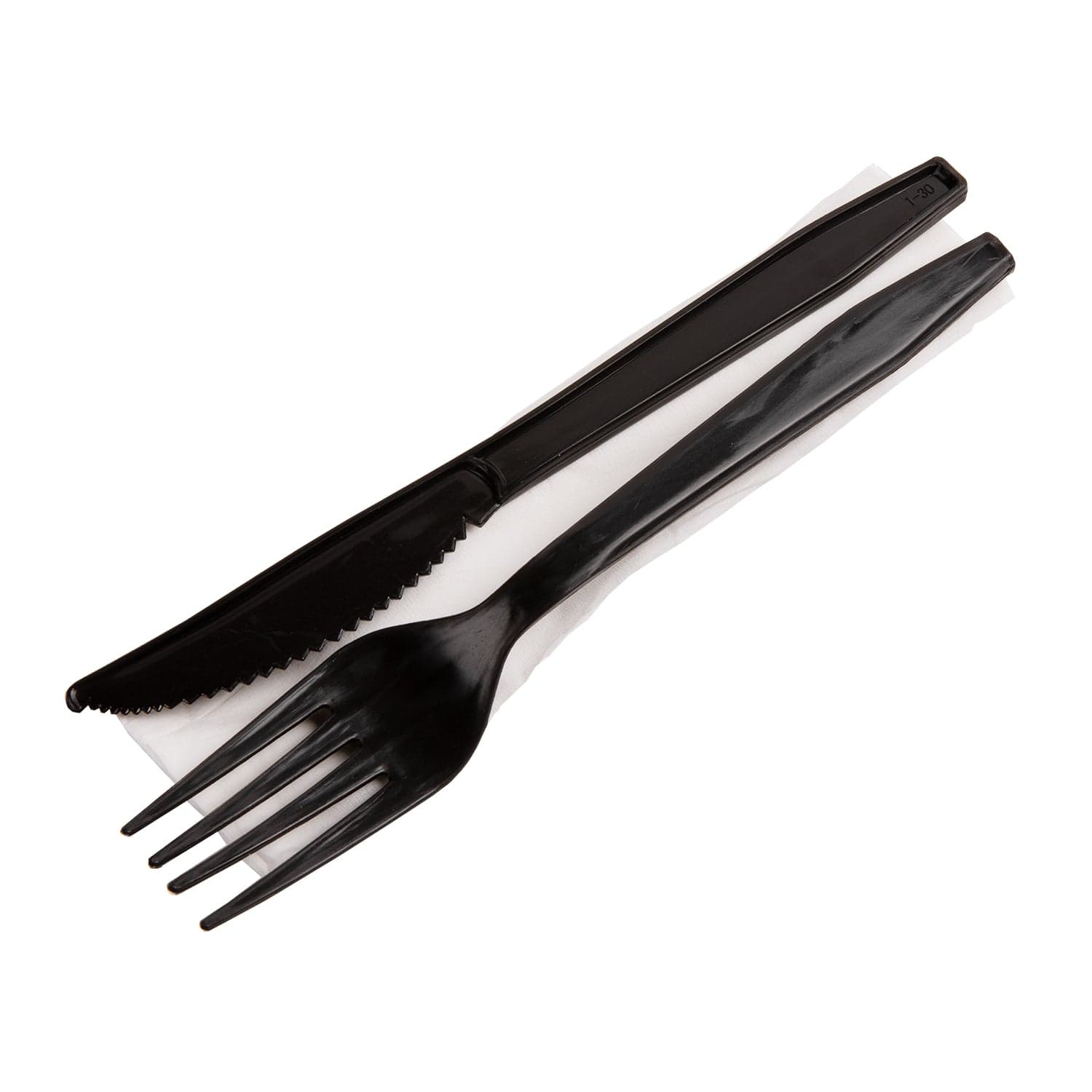 AmerCareRoyal Take-Out/Dine-In/Disposable Cutlery And Utensils/Disposable Cutlery/Disposable Cutlery Kits 3 Piece Kit PP Black Medium Heavy Weight Fork-Knife-12" x 13" Napkin, Case of 500