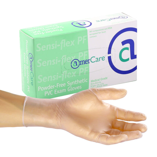 AmerCareRoyal Back of the House/Gloves/Vinyl Gloves Small Exam Grade Powder-Free Vinyl Sensi-Flex Gloves (S-XL), Case of 1,000