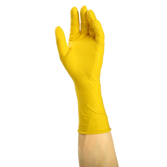 AmerCareRoyal Back of the House/Gloves/Latex Gloves Powder-Free Latex Household Neptune Yellow Flock Lined Gloves (S-XL), Case of 240