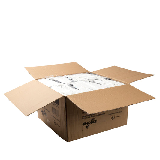 AmerCareRoyal Take-Out/Dine-In/Disposable Cutlery And Utensils/Disposable Cutlery/Disposable Cutlery Kits 5 Piece Kit Black Heavy Weight Fork-Knife-S&P-13" x 17" 2P Napkin, Case of 500