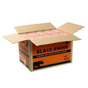 AmerCareRoyal Back of the House/Gloves/Nitrile Gloves Powder-Free Nitrile Black Rhino Gloves (S-XXL), Case of 1,000 (XXL: 900)