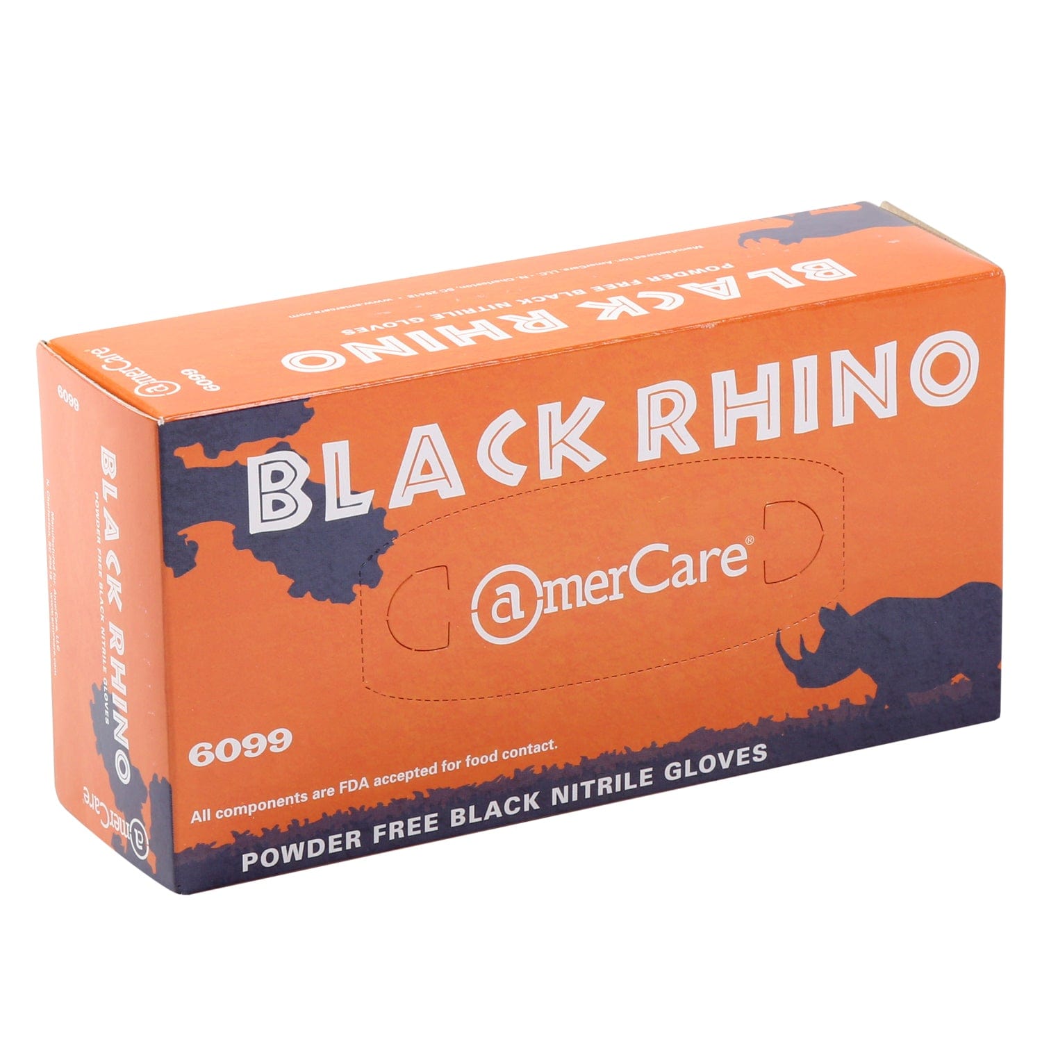 AmerCareRoyal Back of the House/Gloves/Nitrile Gloves Powder-Free Nitrile Black Rhino Gloves (S-XXL), Case of 1,000 (XXL: 900)
