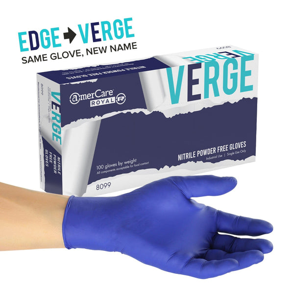 AmerCareRoyal Back of the House/Gloves/Nitrile Gloves Small Powder-Free Nitrile Verge Indigo Gloves (S-XL), Case of 1,000