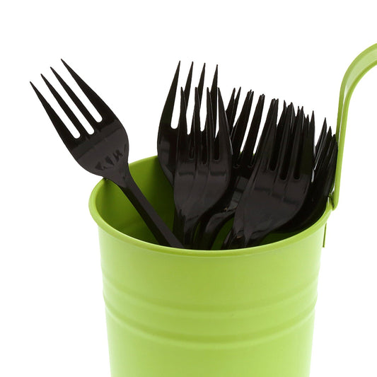 AmerCareRoyal Take-Out/Dine-In/Disposable Cutlery And Utensils/Disposable Cutlery/Disposable Forks Medium Weight Black Polypropylene Forks, Case of 1,000