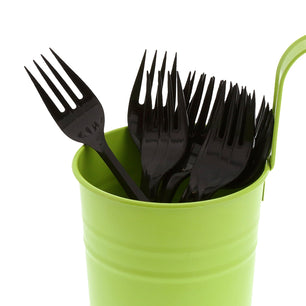 AmerCareRoyal Take-Out/Dine-In/Disposable Cutlery And Utensils/Disposable Cutlery/Disposable Forks Medium Weight Black Polypropylene Forks, Case of 1,000