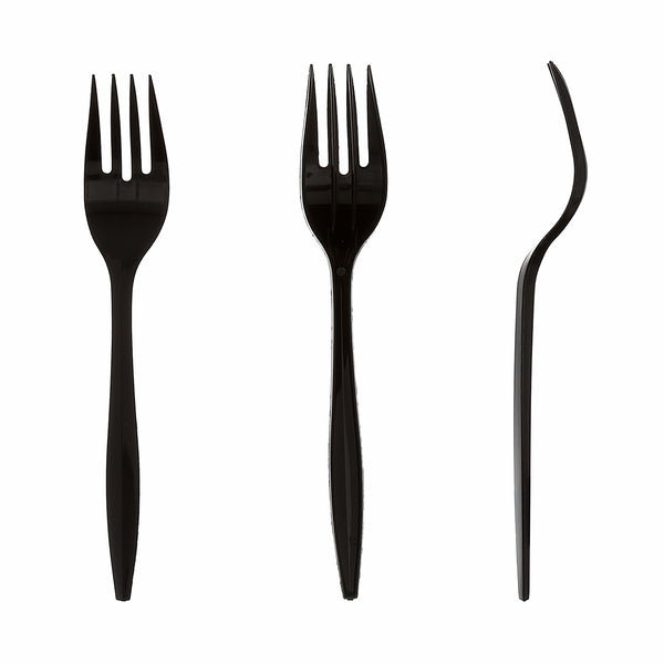 Medium Weight Black Polypropylene Forks