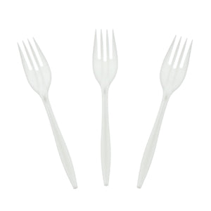 AmerCareRoyal Take-Out/Dine-In/Disposable Cutlery And Utensils/Disposable Cutlery/Disposable Forks Medium Weight White Polypropylene Forks, Case of 1,000